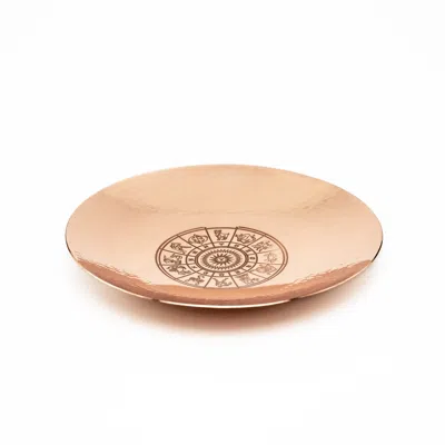 Anatoliacraft Brown Hand-hammered Copper Zodiac Incense Plate