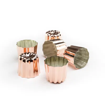 Anatoliacraft Brown Handcrafted French Copper Canele Molds, Set Of Six