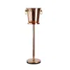 Anatoliacraft Brown Handcrafted Hammered Copper Ice Bucket With Stand