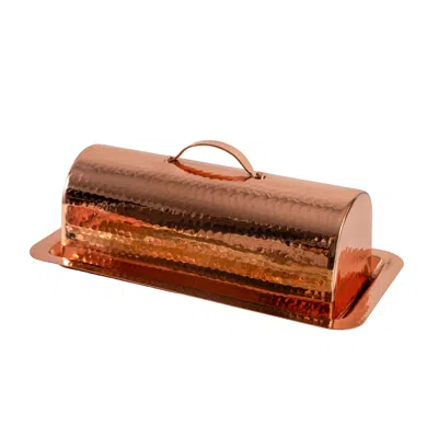 Anatoliacraft Brown Handmade Copper Bread Box With Lid
