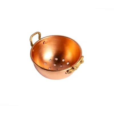 Anatoliacraft Brown Handmade Pure Copper Miniature Colander – Dollhouse Cookware & Christmas Tree Decoration, Copp In Gold