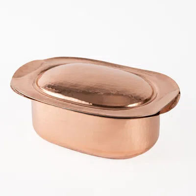 Anatoliacraft Brown Handmade Solid Copper Casserole With Lid