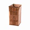 Anatoliacraft Brown Handmade Solid Copper House-shaped Storage Tin, Copper Decorative Jar