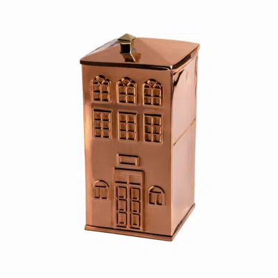 Anatoliacraft Brown Handmade Solid Copper House-shaped Storage Tin, Copper Decorative Jar