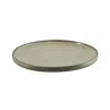 Anatoliacraft Brown Hic Ceramics Medium Sand Round Plate — Handcrafted Stoneware Serving Plate In Blue