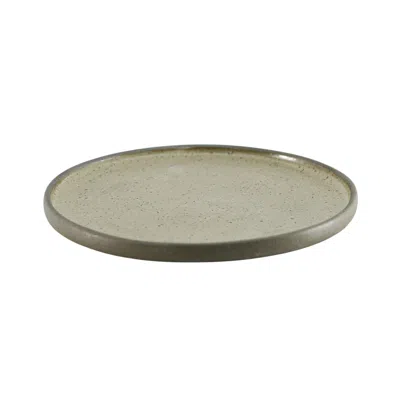 ANATOLIACRAFT BROWN HIC CERAMICS MEDIUM SAND ROUND PLATE — HANDCRAFTED STONEWARE SERVING PLATE