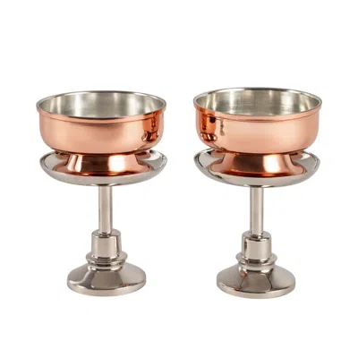 Anatoliacraft Brown / Silver Product Title Handmade Solid Copper Dessert & Snack Bowl Set Of Two In Multi