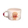 Anatoliacraft Brown / White Handcrafted Gingerbread Man Ceramic Mug With Gold Detailing & Festive Design
