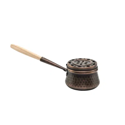 Anatoliacraft Brown Zen Handcrafted Hammered Copper Incense Burner, Color Dark Copper
