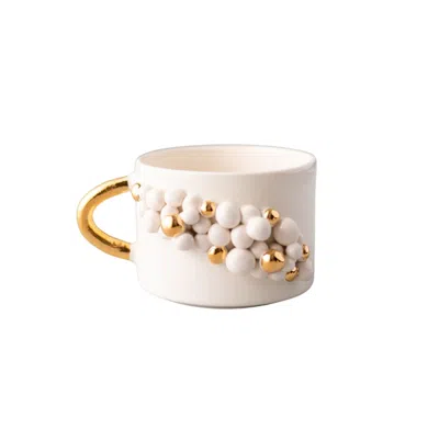 Anatoliacraft Elegant Snowberry Mug With Real Gold Accents