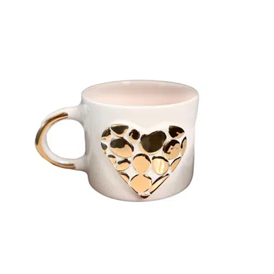 Anatoliacraft Gold Handle Honeycomb Heart Mug