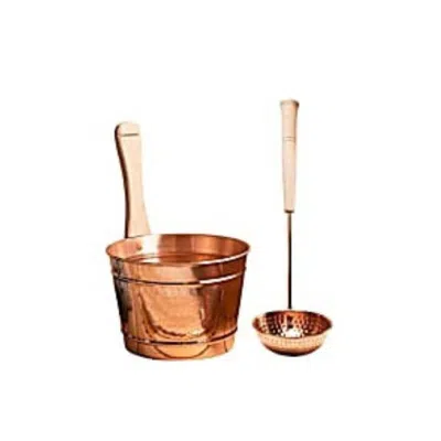 Anatoliacraft Gold Handmade Copper Sauna Bucket & Ladle Set
