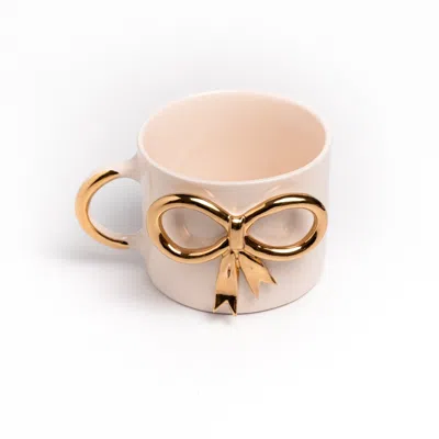 Anatoliacraft Gold-plated Bow Tie Ribbon Handmade Ceramic Mug