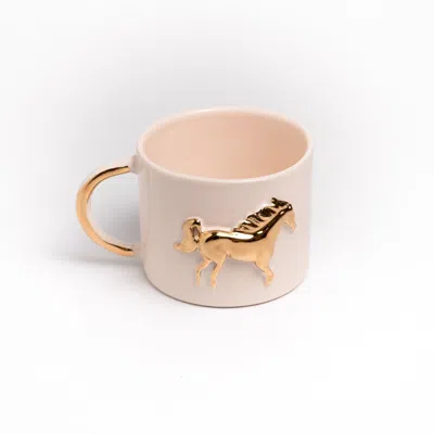 Anatoliacraft Gold-plated Handmade Horse Ceramic Mug