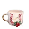 Anatoliacraft Gold / Red Handcrafted Lucky Horseshoe Ceramic Mug With Gold Detailing & Festive Design