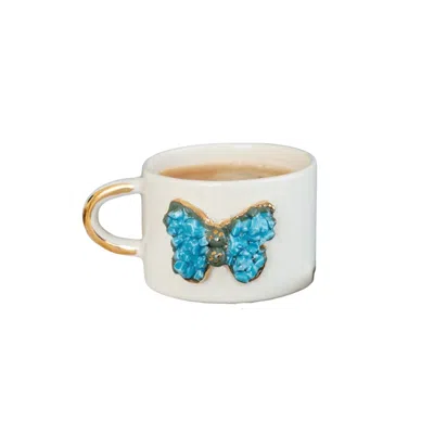 Anatoliacraft Handmade Blue Butterfly Ceramic Mug