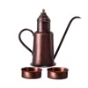 Anatoliacraft Handmade Copper Olive Oil Dispenser & Dipping Bowl Set - Red Matte Copper