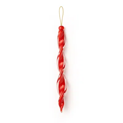 Anatoliacraft Handmade Glass Christmas Tree Decoration – Red & White Candy Cane Icicle Ornament