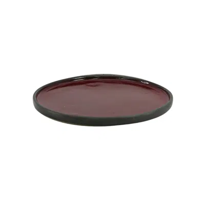 Anatoliacraft Hic Ceramics Xs Red Round Plate — Handcrafted Stoneware Dessert Saucer In Black