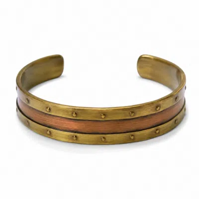 Anatoliacraft Men's Brown Riveted Brass & Copper Cuff Bracelet