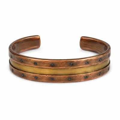 Anatoliacraft Men's Brown Riveted Copper & Brass Cuff Bracelet