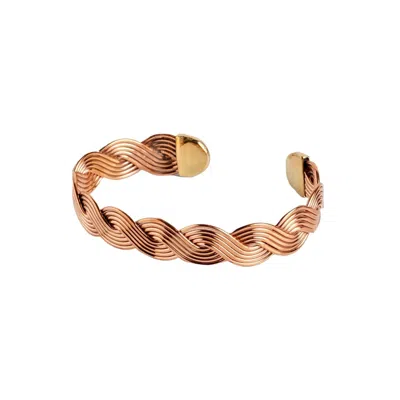 Anatoliacraft Men's Handcrafted Woven Solid Copper & Brass Cuff, Unisex Rose Gold-tone
