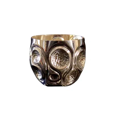 Anatoliacraft Neutrals Artisan Handcrafted Copper Cup Sterling Silver Coating – Sculptural Premium Design In Brown