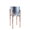 Anatoliacraft Neutrals Handcrafted Pure Copper Flower Stand – Handmade Solid Copper Rustic Plant Holder In Brown