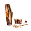 Anatoliacraft Neutrals Handmade Copper Cocktail Set - Complete Solid Copper Mixology Gift With Shaker, Shot Glasse