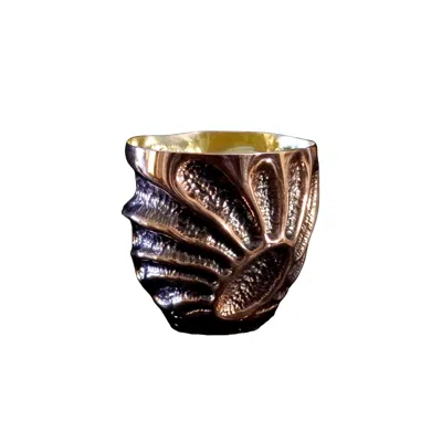 Anatoliacraft Neutrals Luxury Handcrafted Sculptural Copper Cup Sterling Silver Coating –  Premium Artisan Design In Brown