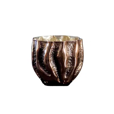 Anatoliacraft Neutrals One Of A Kind Solid Copper Drinking Cup, Silver Coated In Brown