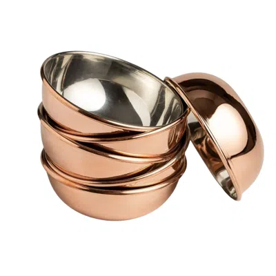 Anatoliacraft Neutrals Set Of Six Handcrafted Copper Oil & Sauce Dipping Bowls