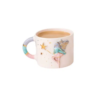 Anatoliacraft Pastel Fairy & Gold Star Ceramic Mug In Yellow