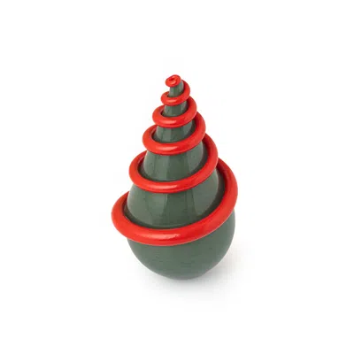Anatoliacraft Red / Green Handmade Glass Christmas Decorative Object – Green & Red Christmas Tree Sculpture Decor In Multi