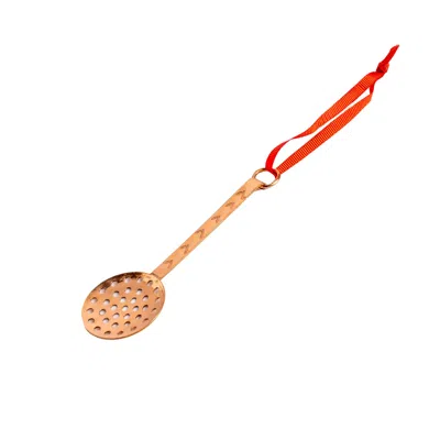 Anatoliacraft Rose Gold / Brown Handmade Pure Copper Miniature Slotted Spoon – Dollhouse Cookware & Christmas Deco