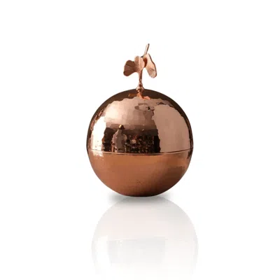 Anatoliacraft Rose Gold Copper Hammered Brass Sphere With Ginkgo Leaf Handle
