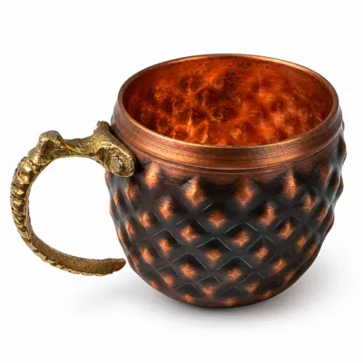 Anatoliacraft Rose Gold Diamond Pattern Copper Mug
