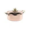 Anatoliacraft Rose Gold Hammered  Solid Copper Cooking Pot, Brass Lion Detailed In Gold