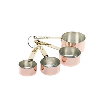 Anatoliacraft Rose Gold Handmade Solid Copper Measuring Cups, Four Pieces