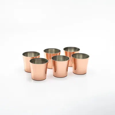 Anatoliacraft Rose Gold Set Of Six Handcrafted Copper Shot Glasses