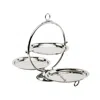 Anatoliacraft Silver Foldable Solid Copper Three-tier Serving Stand