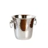 Anatoliacraft Silver Hammered Solid Copper Ice Bucket, Brass Ring Details