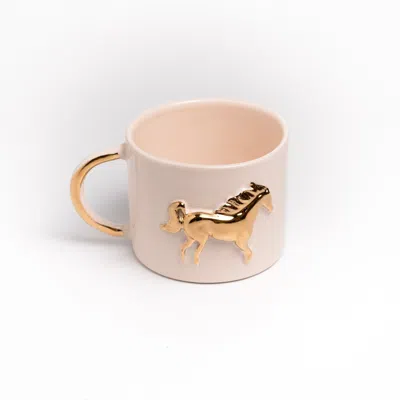 Anatoliacraft White Gold-plated Handmade Horse Ceramic Mug