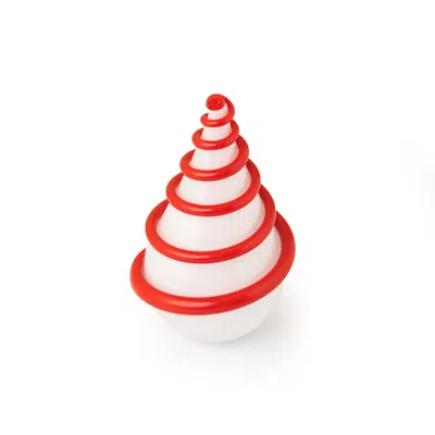 Anatoliacraft White / Red Handmade Glass Christmas Decoration – White & Red Christmas Tree Sculpture Decor In Multi