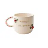 Anatoliacraft White Merry Christmas Handmade Ceramic Mug In White