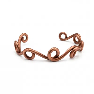 Anatoliacraft Women's Brown Copper Twisted Cuff Bracelet – Handmade Sculptural Open Bangle