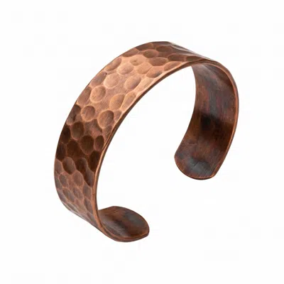 Anatoliacraft Women's Brown Hammered Solid Copper Wide Cuff Bracelet