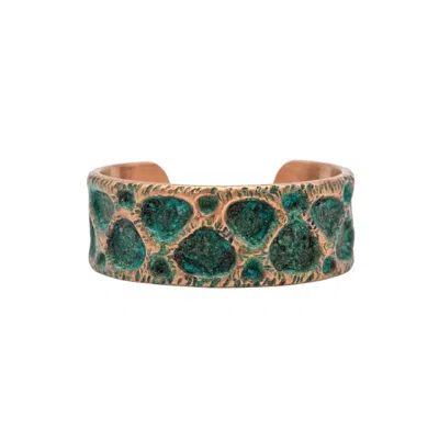 Anatoliacraft Women's Vintage Copper Cuff Bracelet With Natural Green Patina