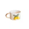 Anatoliacraft Yellow / Orange / White Lemon Grove Mug With Hand-painted Lemons & Golden Handle – Fresh Citrus-insp
