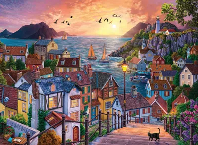 Anatolian Coastal Town At Sunset 1000 Piece Jigsaw Puzzle For Adults In Multi